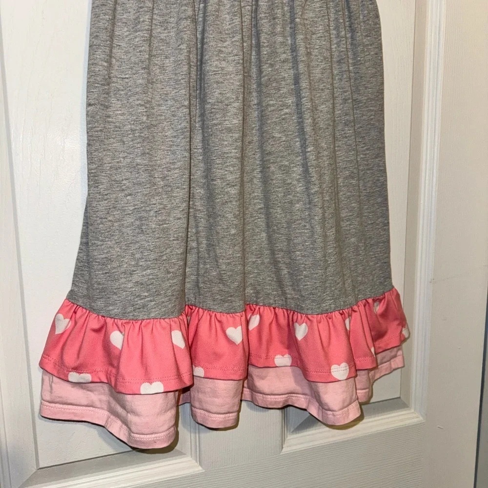 Charming Pink and Gray Kids Dress with Ruffle Details